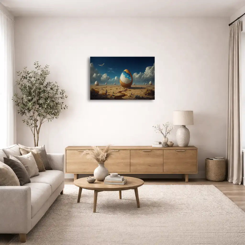 Tableau oeuf surréaliste du désert