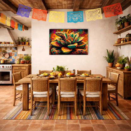 Stilisierte mexikanische Natur – Zeitgenössisches Wandbild
