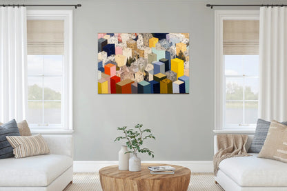 Toile Panorama urbain cubiste – blocs & toits