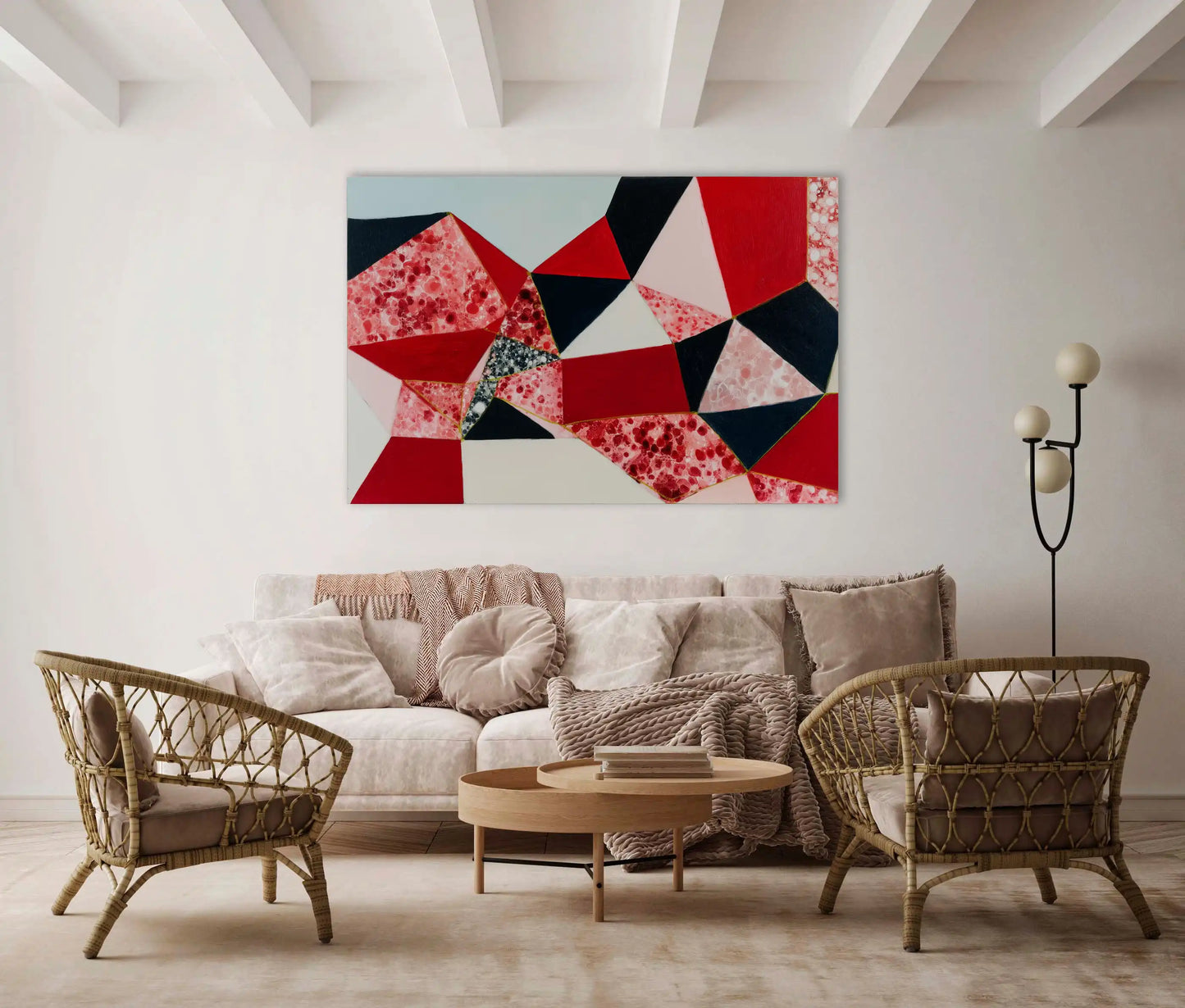 Patchwork Scandinave Géométrique carmin et onyx