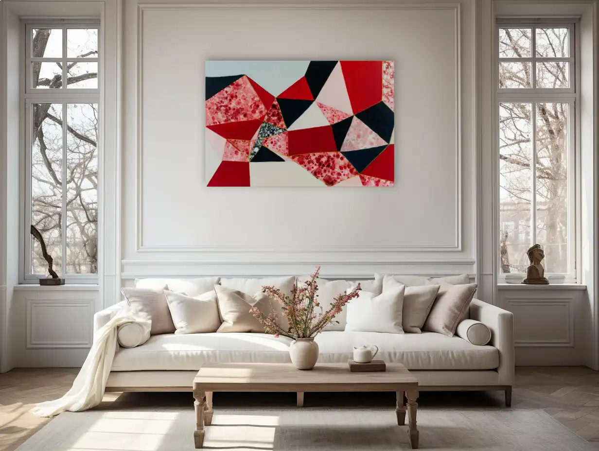 Patchwork Scandinave Géométrique carmin et onyx