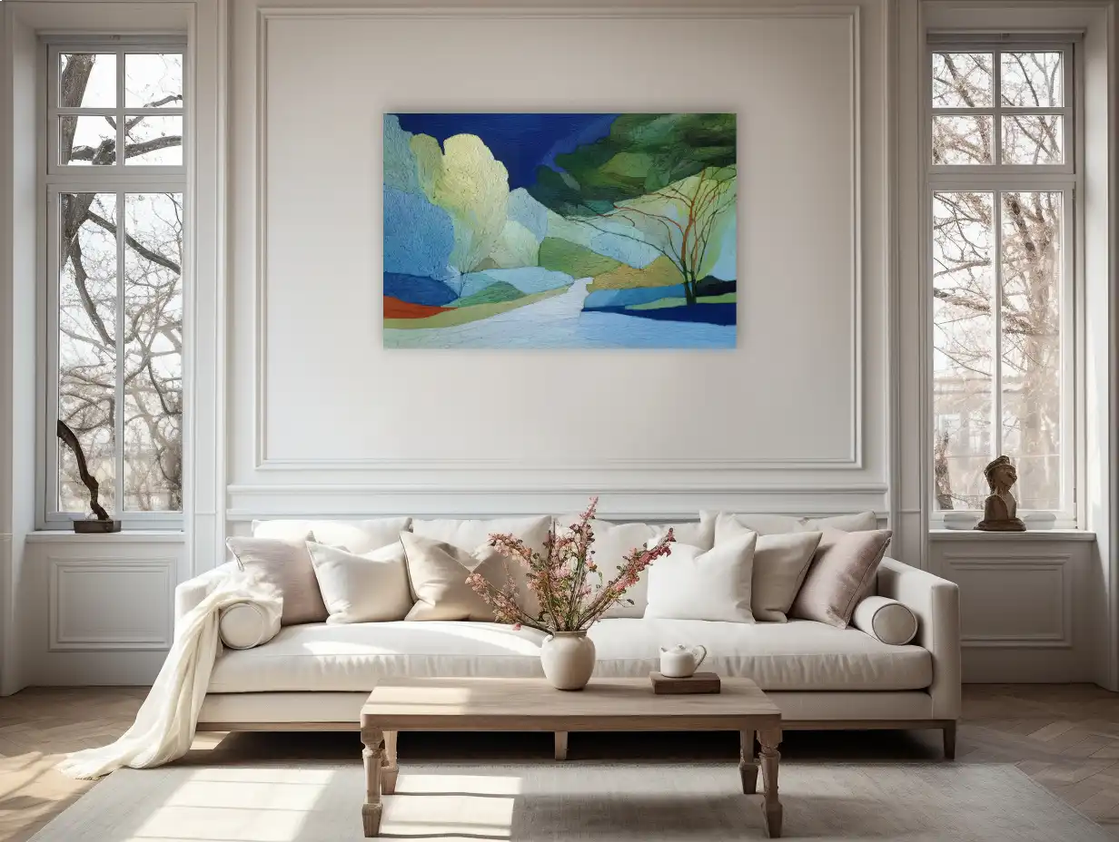 Paysage boréal lyrique – sous-bois émeraude et rivière opaline
