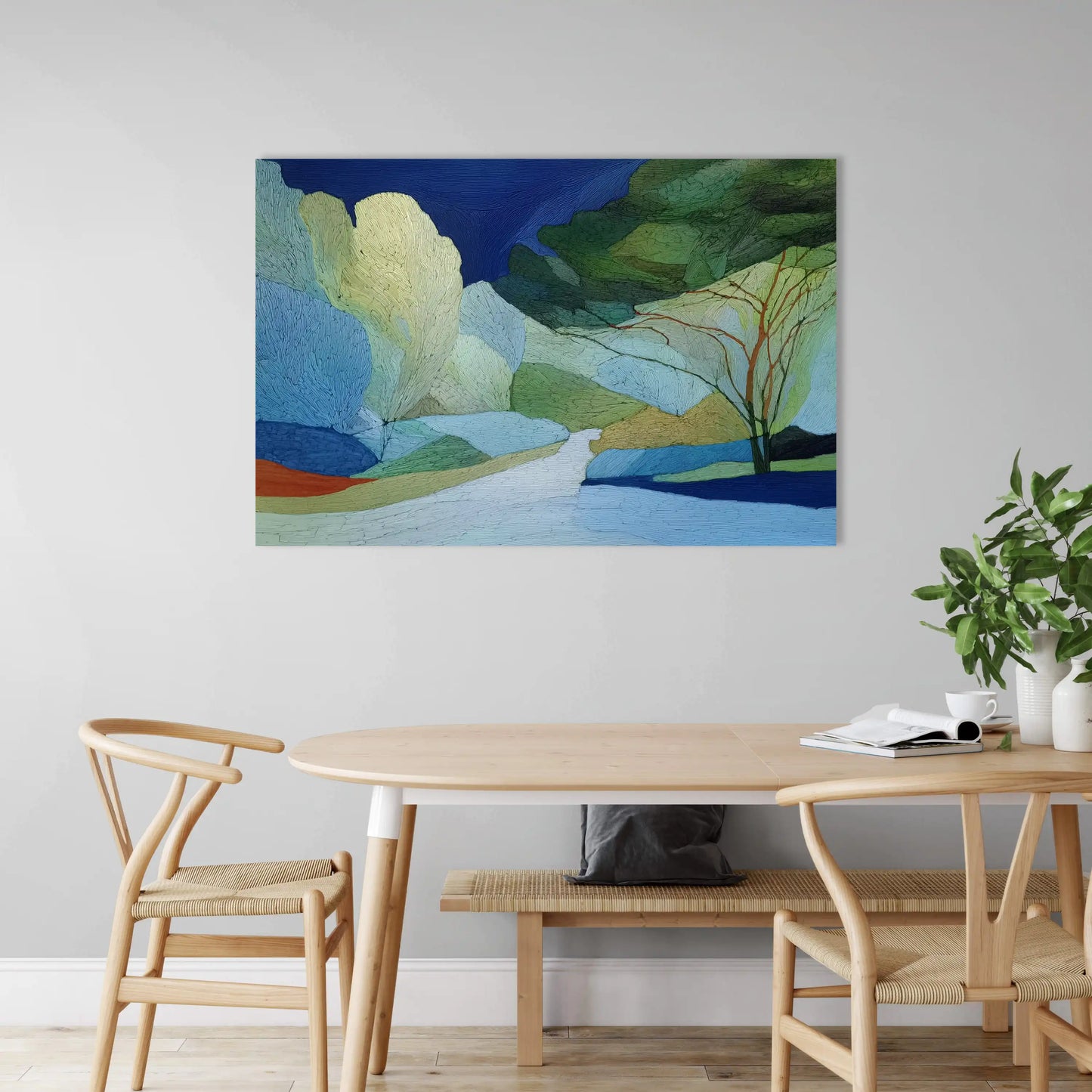 Paysage boréal lyrique – sous-bois émeraude et rivière opaline