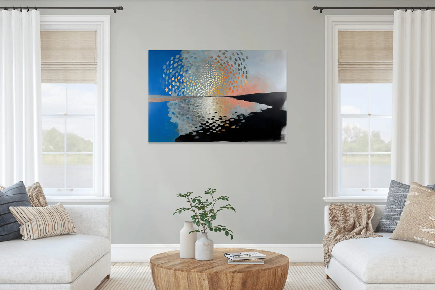 Peinture Aube prismatique arctique – halo boréal aux éclats d’or