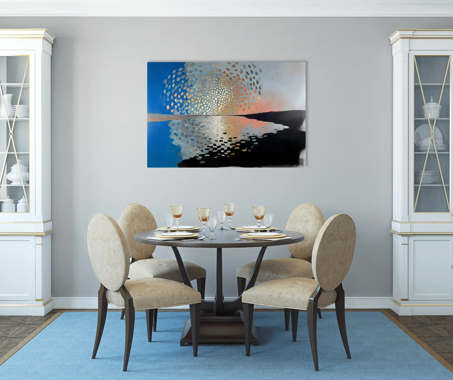 Peinture Aube prismatique arctique – halo boréal aux éclats d’or