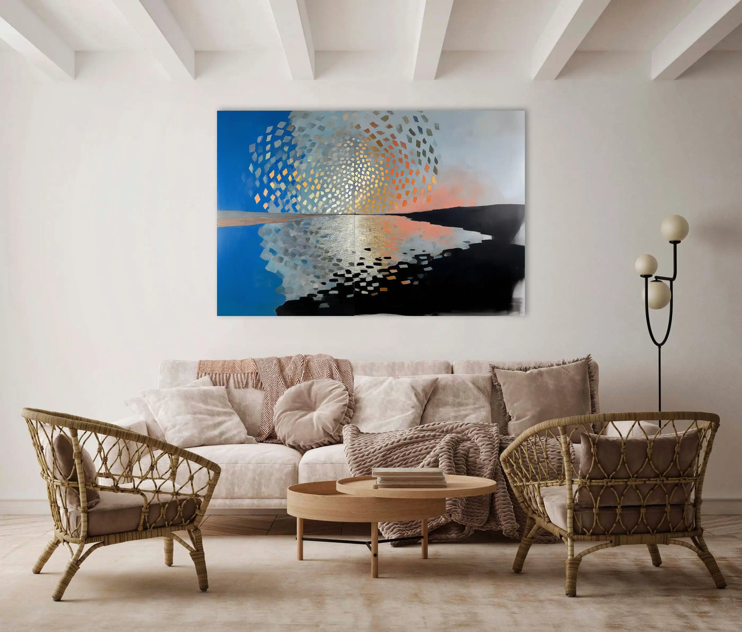 Peinture Aube prismatique arctique – halo boréal aux éclats d’or