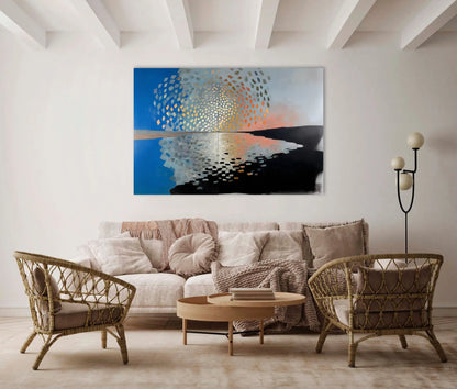 Peinture Aube prismatique arctique – halo boréal aux éclats d’or