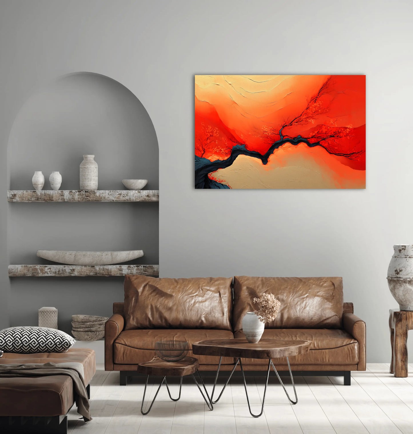 Peinture Branche de feu – Essence incandescente en terre cuite