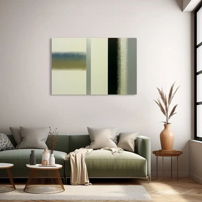 Peinture Minimaliste Géométrique aux Bandes Dégradées – Silences Structurés et Ombres Diffusées
