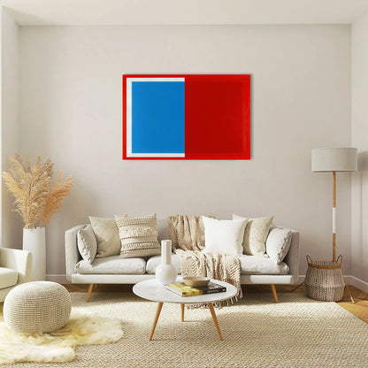 Peinture Minimaliste Hard-Edge en Rouge et Bleu