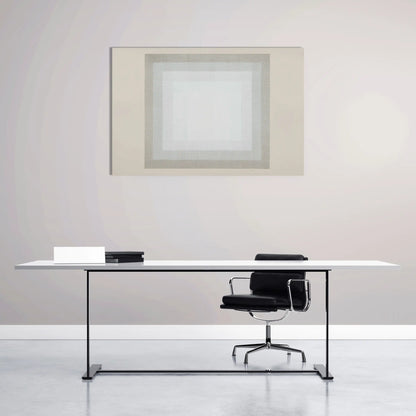Peinture Minimaliste à Carres Concentriques Gris et Blanc