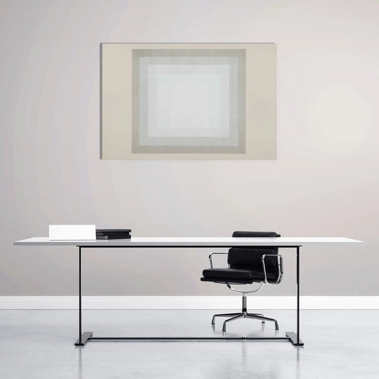 Peinture Minimaliste à Carres Concentriques Gris et Blanc