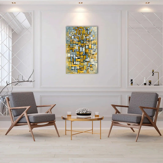 Piet Mondrian – Tableau n°1 : rythmes cubistes en ocre et gris