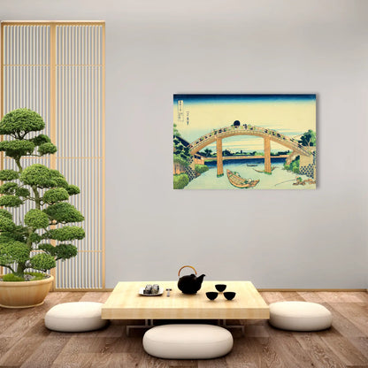 Tableau Hokusai - Sous le pont Mannen a Fukagawa