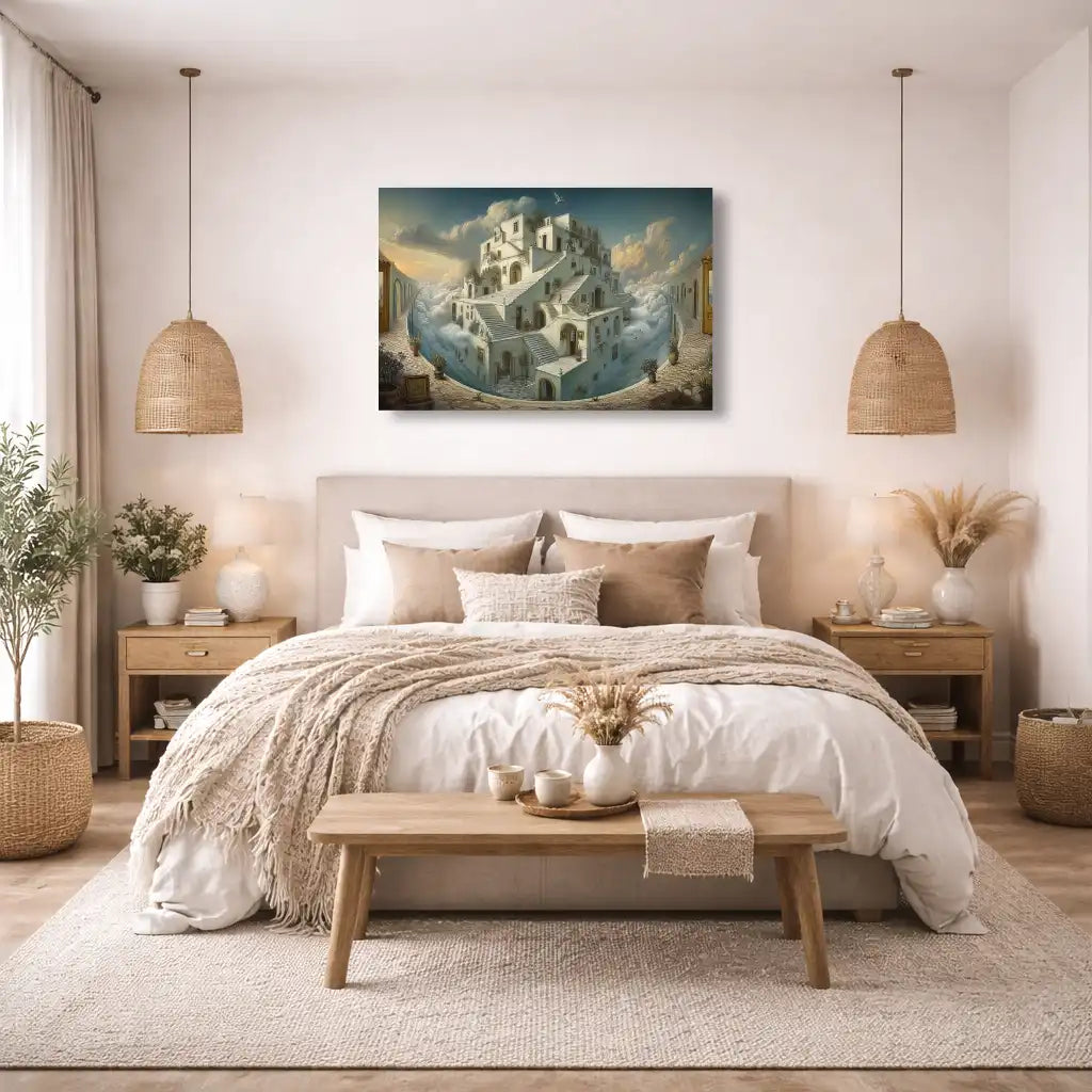 Tableau - Le palais surréaliste aux escaliers