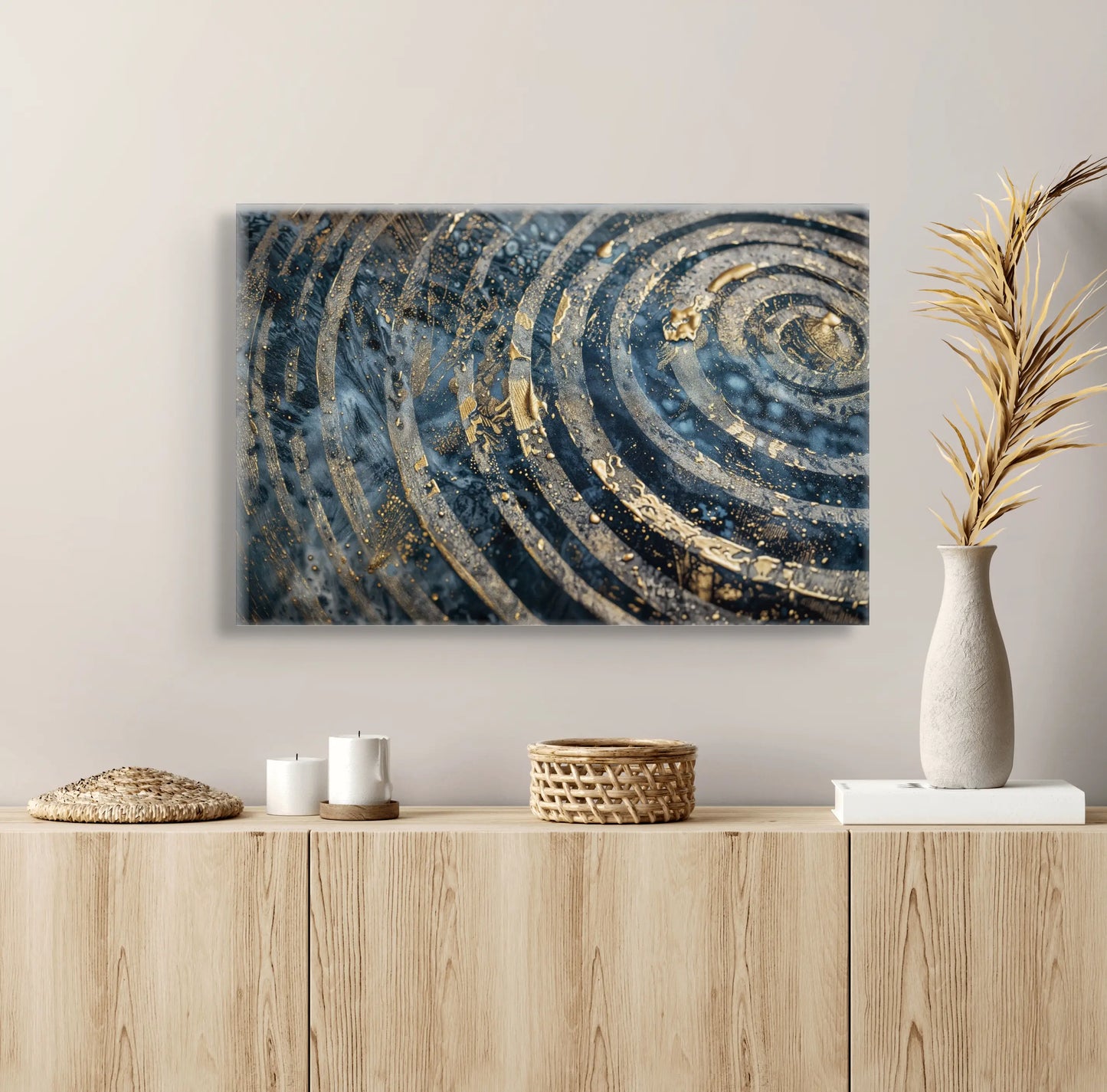 Tableau Abstrait Avec Des Cercles Dorés  Art Virtuoso   