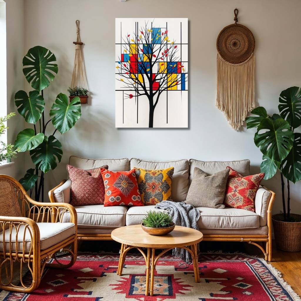 Tableau Arbre Moderne - Style Mondrian  Art Virtuoso   