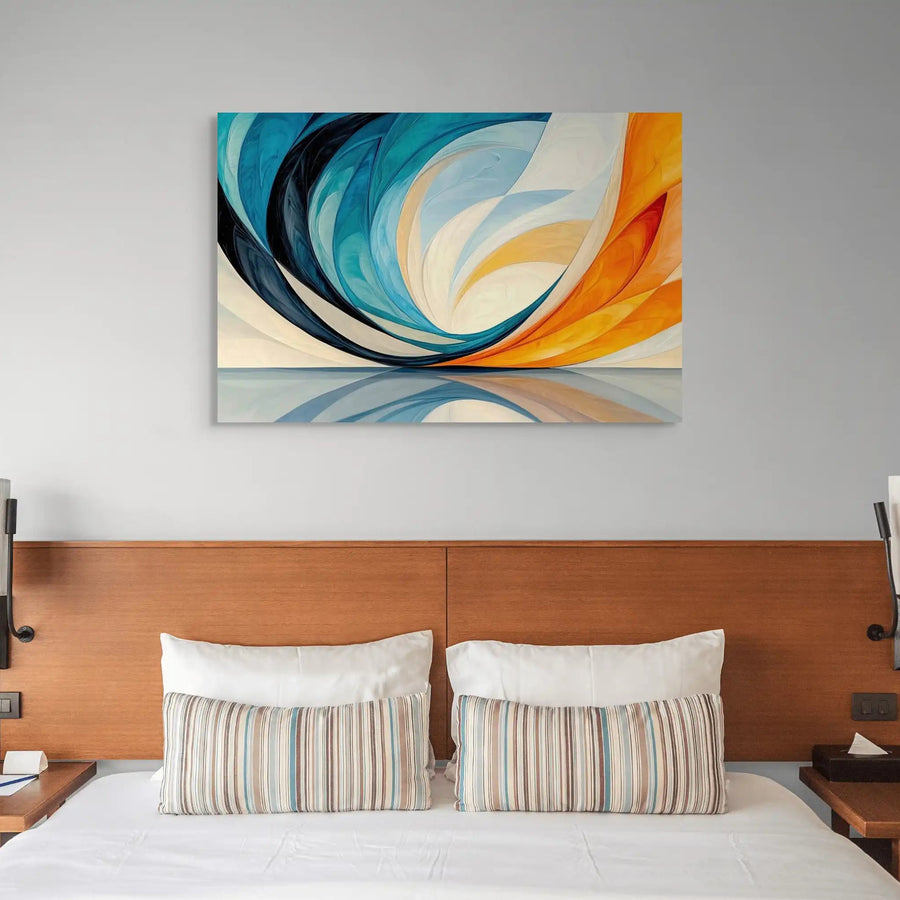 Tableau Art Deco Coloré - Vague Céleste
