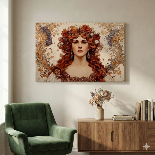 Tableau Dame aux fleurs - Style Art Nouveau