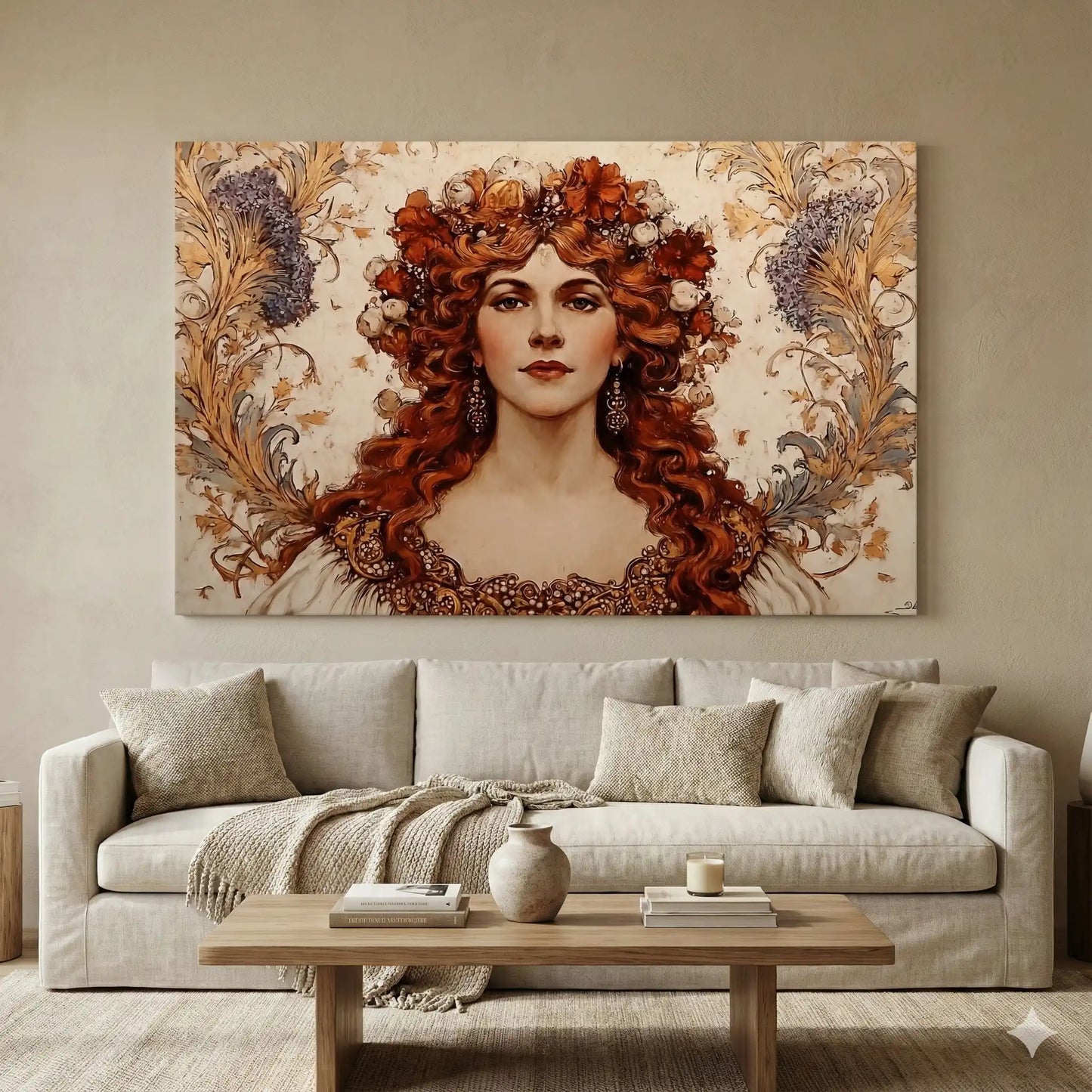 Tableau Dame aux fleurs - Style Art Nouveau