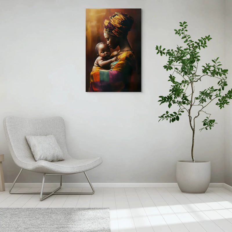 Tableau Femme Africaine Avec Bébé sur toile
