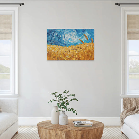 Tableau Jaune et Bleu - Champ Azur  Art Virtuoso