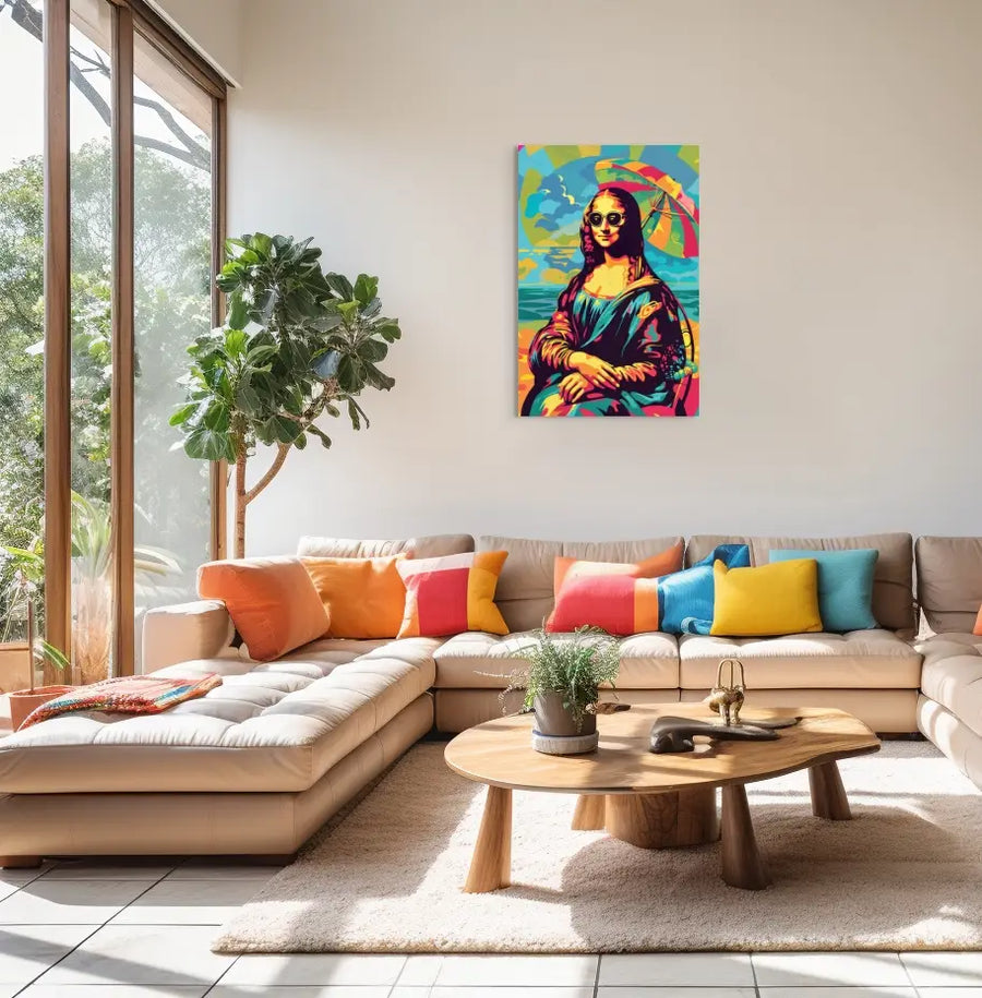 Tableau Joconde Pop Art - Mona Lisa à la plage