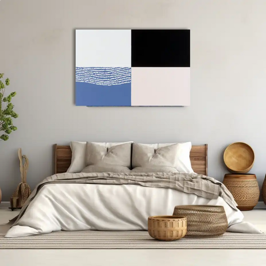 Tableau Minimaliste Géométrique aux Quatre Panneaux Contrastés