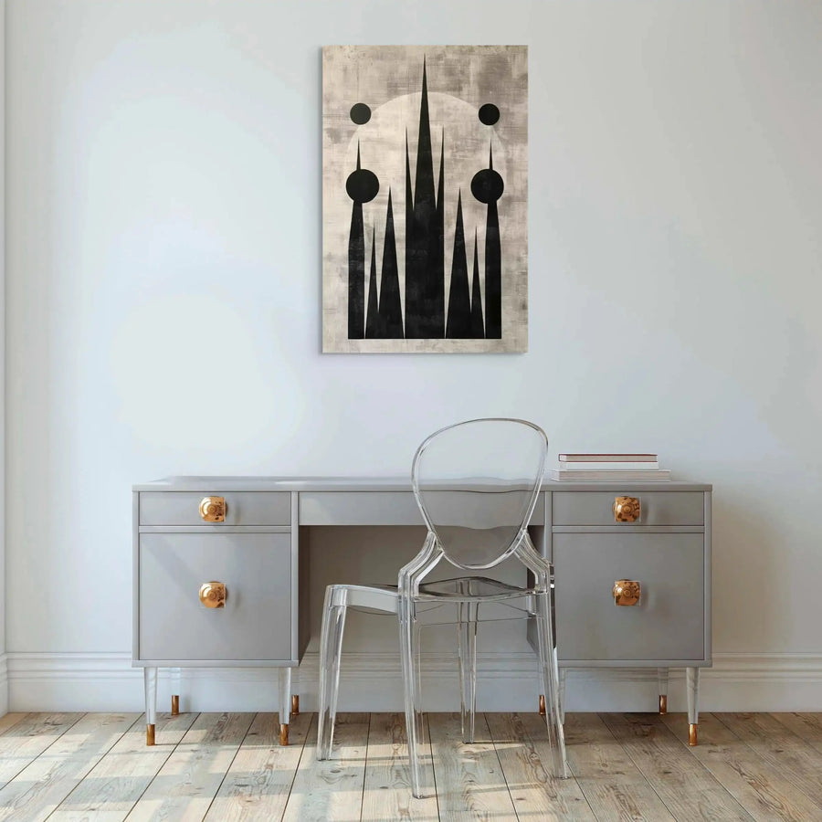 Minimalistisches Wandbild Schwarz und Beige