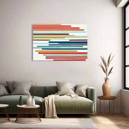 Minimalistisches Wandbild mit Bunten Horizontalen Bändern – Visuelle Rhythmen