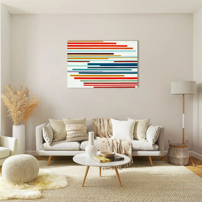 Minimalistisches Wandbild mit Bunten Horizontalen Bändern – Visuelle Rhythmen