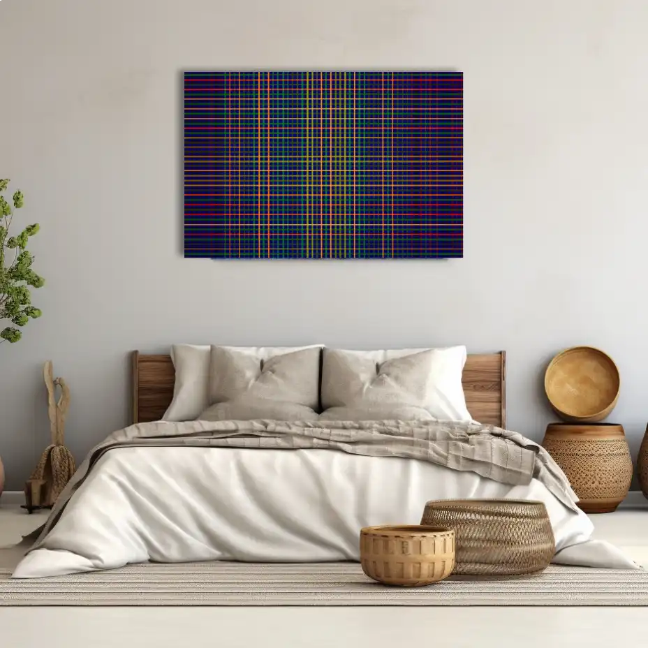 Tableau Minimaliste à Grille Bleu Nuit