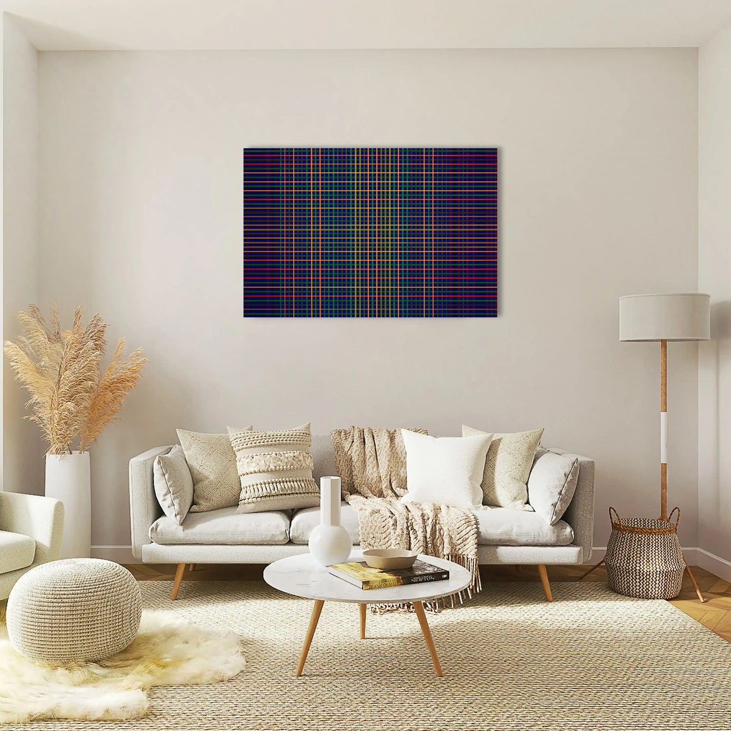 Tableau Minimaliste à Grille Bleu Nuit