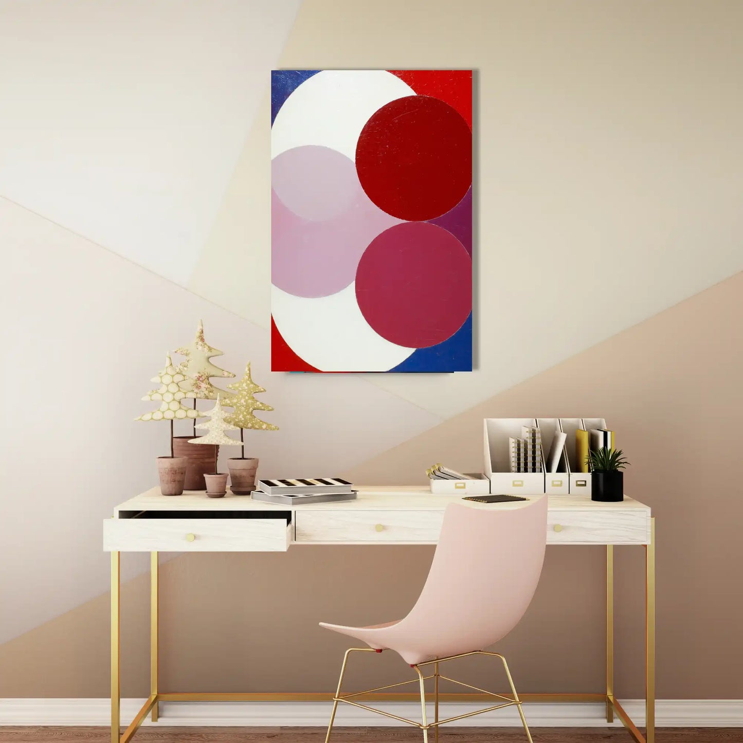 Tableau Minimaliste aux Cercles Entrelacés