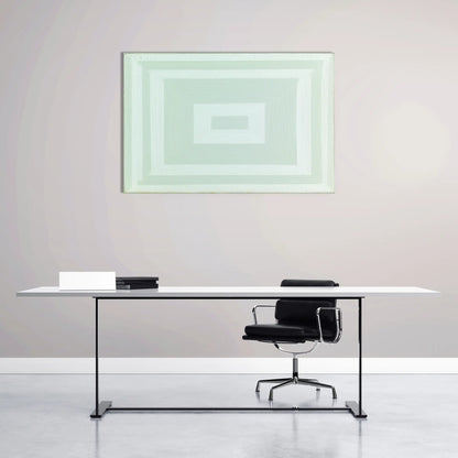 Tableau Minimaliste aux Rectangles Concentriques Vert Pale