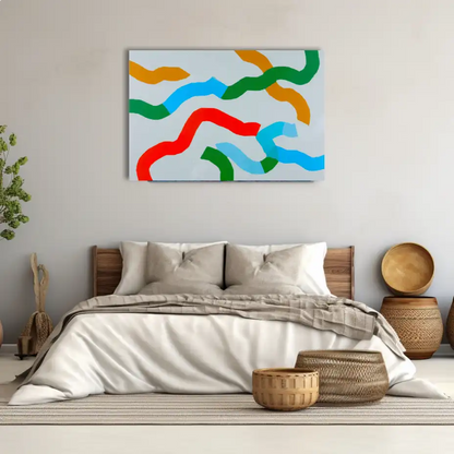 Minimalist Wall Art – Colorful Ribbons on Gray