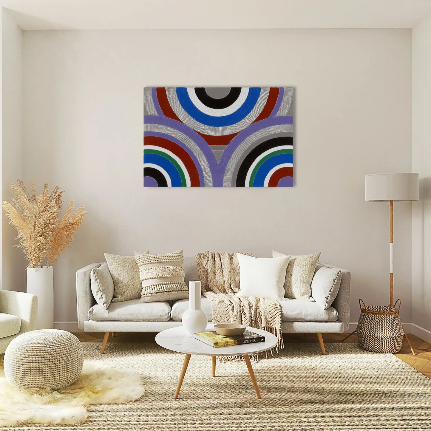 Tableau Ondes Géométriques Minimaliste – Arcs en Rythme