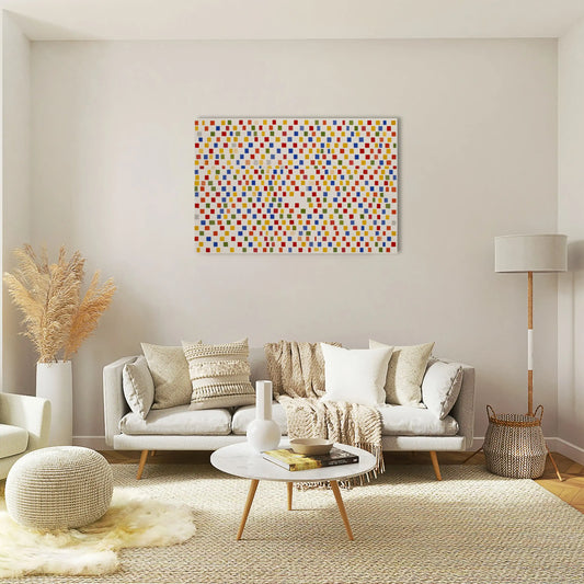 Tableau Géométrique Minimaliste aux Carrés – Rythme Modulaire