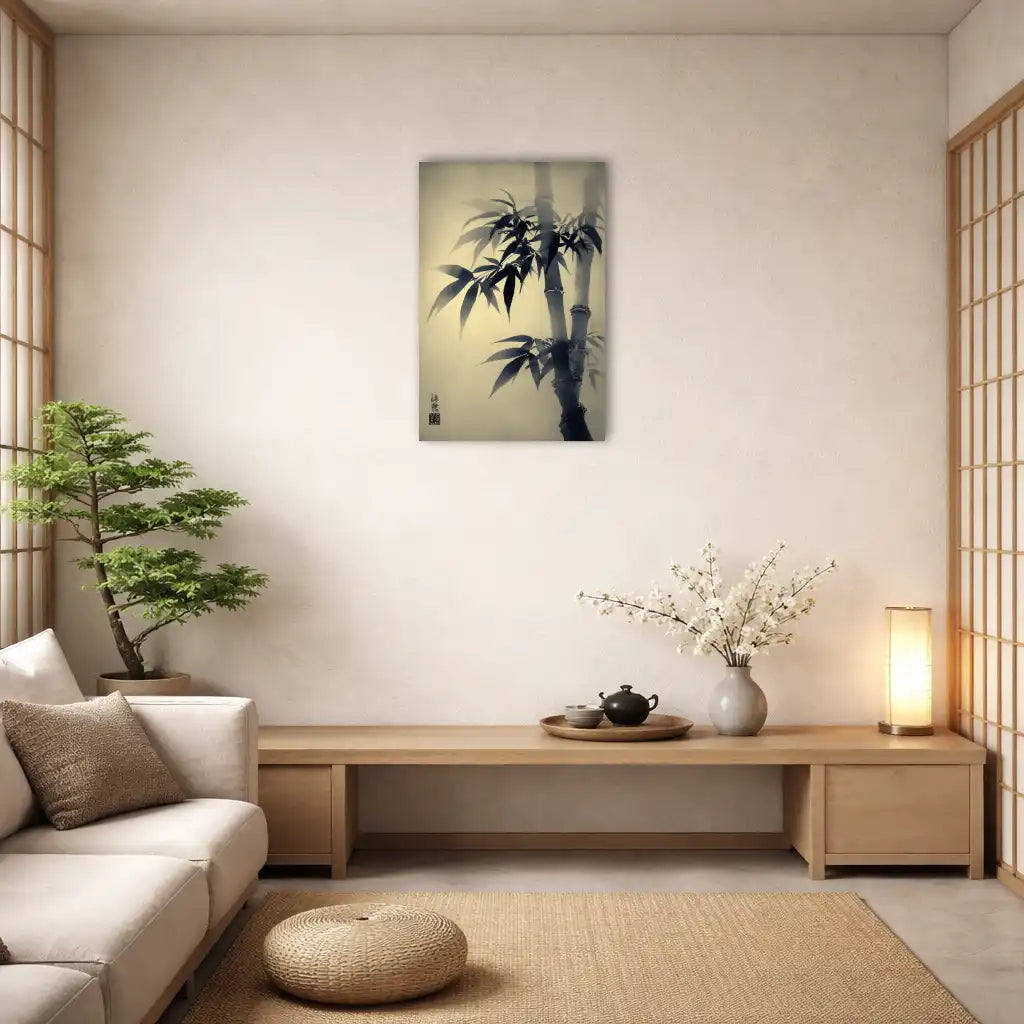 Sumi-e Bambus – Pflanzliche Eleganz und innere Stille – Leinwand