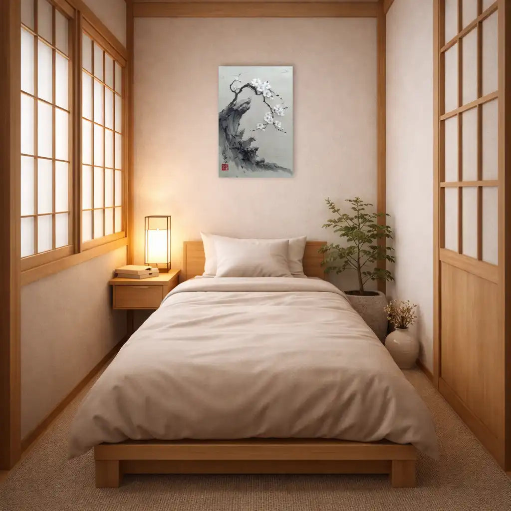 Sumi-e Kirschblüte – Vergängliche Blüte – Japanische Leinwand