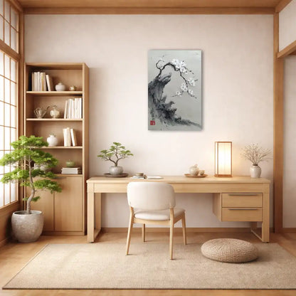 Sumi-e Kirschblüte – Vergängliche Blüte – Japanische Leinwand