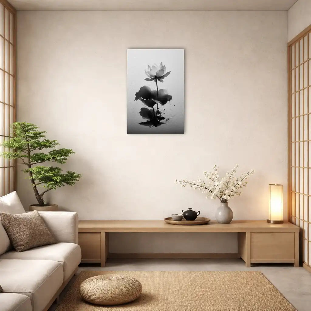 Sumi-e Lotusblume – Reinheit – Japanisches Wandbild