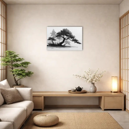 Sumi-e Pine Forest – Ancestral Stability and Breath of Time Wall Art