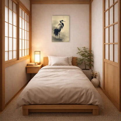 Sumi-e Kranich – Himmlische Anmut und symbolische Langlebigkeit – Leinwand