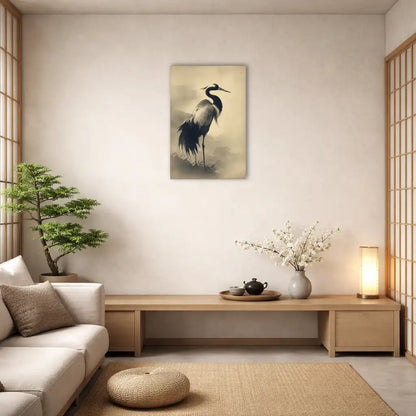 Sumi-e Kranich – Himmlische Anmut und symbolische Langlebigkeit – Leinwand