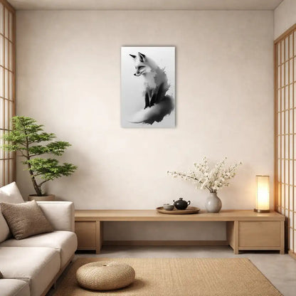 Sumi-e Fuchs (Kitsune) – Mystischer und wilder Geist – Leinwand
