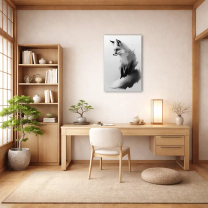 Sumi-e Fuchs (Kitsune) – Mystischer und wilder Geist – Leinwand