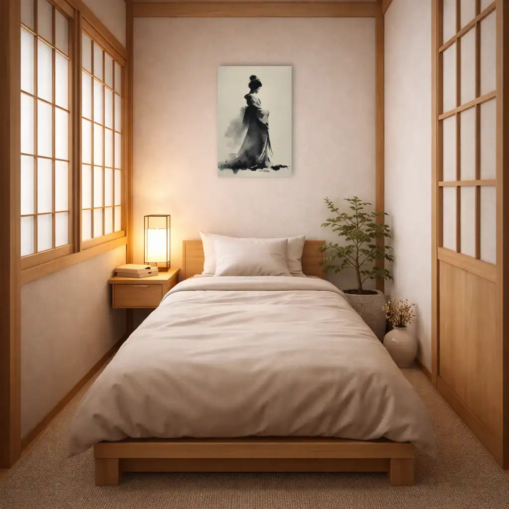 Sumi-e Geisha – Anmut und japanische Weiblichkeit – Leinwand