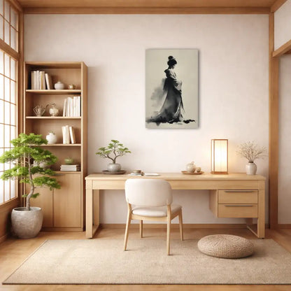 Sumi-e Geisha – Anmut und japanische Weiblichkeit – Leinwand