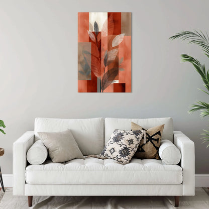 Tableau Terracotta Boho 1 - Feuillages Graphiques Minimalistes